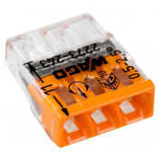 Клемма COMPACT PUSH WIRE 3-проводная 0,5-2,5 мм² прозрачная/оранжевая с пастой, WAGO (Германия) мини-фото