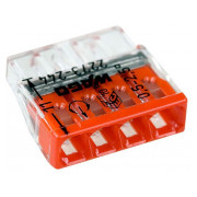 Клемма COMPACT PUSH WIRE 4-проводная 0,5-2,5 мм² прозрачная/красная с пастой, WAGO (Германия) мини-фото