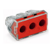 Клемма PUSH WIRE 3-проводная 2,5-6,0 мм² прозрачная/красная без пасты, WAGO (Германия) мини-фото