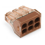 Клемма PUSH WIRE 6-проводная 1,5-4,0 мм² прозрачная/коричневая без пасты, WAGO (Германия) мини-фото