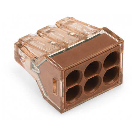 Клемма PUSH WIRE 6-проводная 1,5-4,0 мм² прозрачная/коричневая без пасты, WAGO (Германия) (773-606) фото